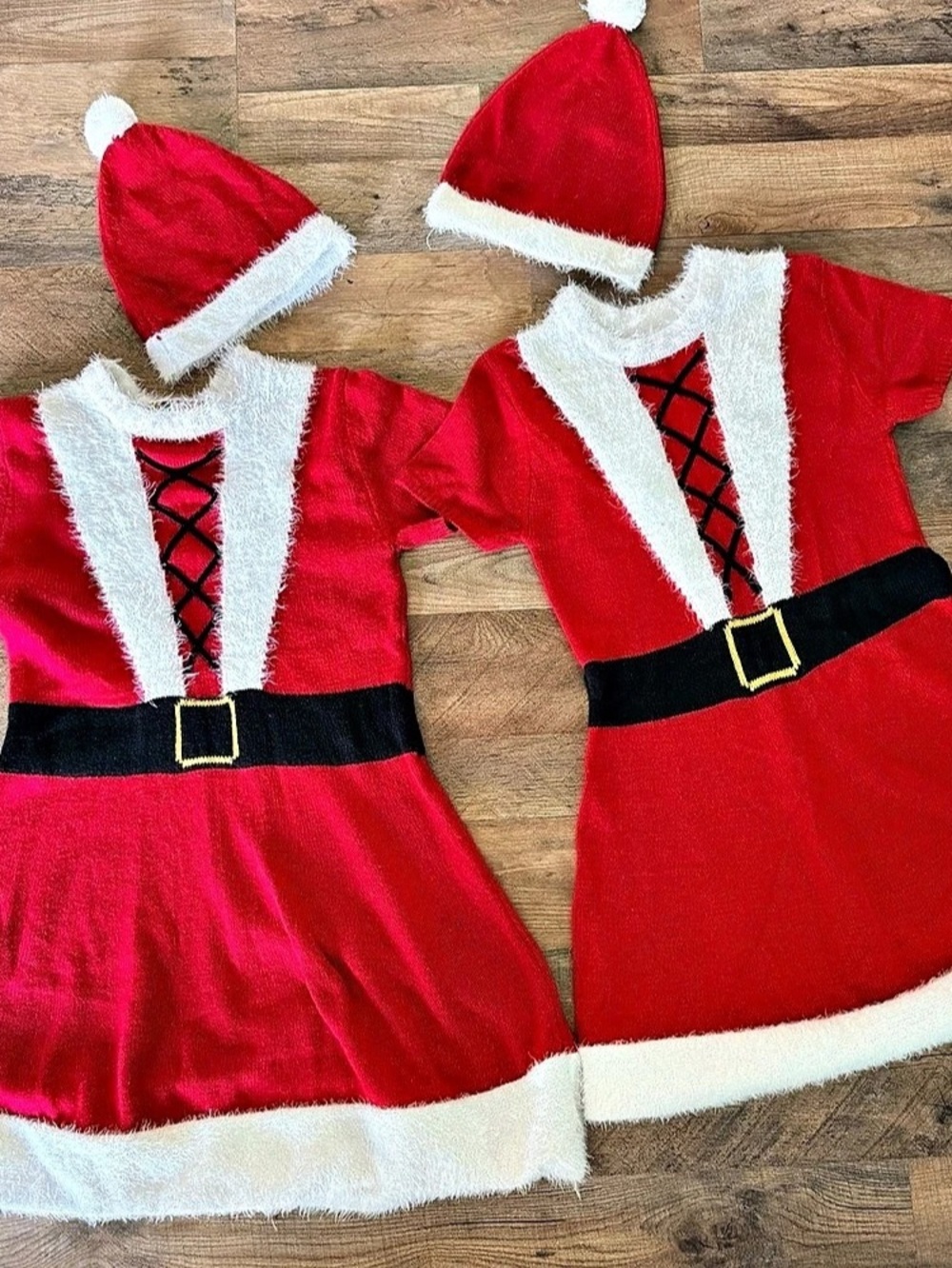 Kids Santa Dress Costume Set Red White Like New
